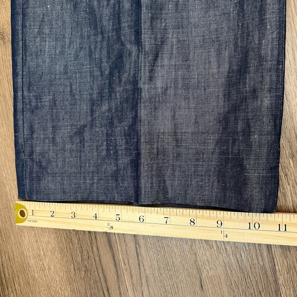 NWT Loft Petites Wide Leg 10P Blue Cotton Ramie Blend Chambray-Like Pants - Picture 8 of 11